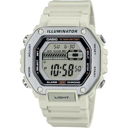 Casio Standard Digital Metal Face Men`s Watch MWD-110H-8AV Light Beige