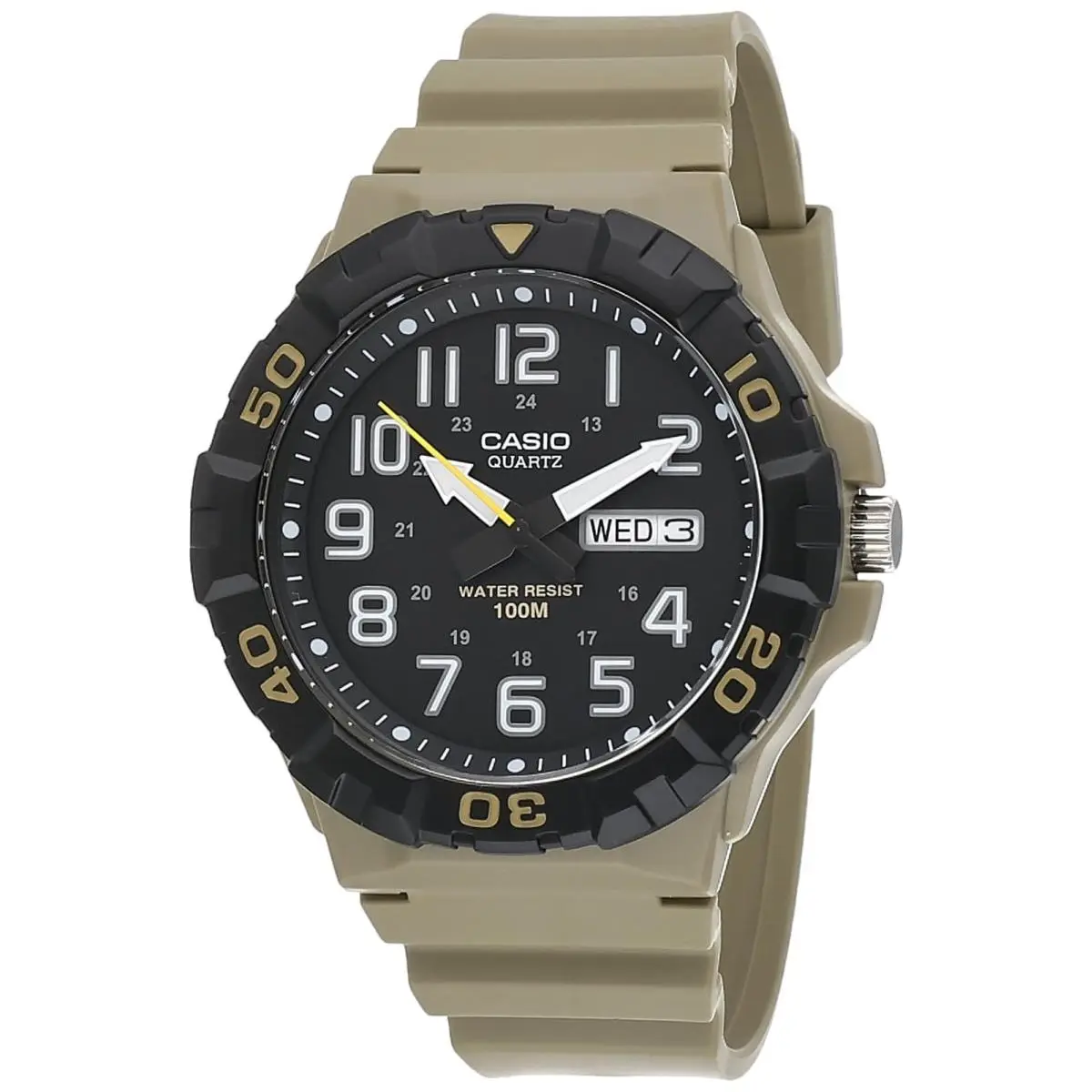 MRW210H Series Men`s Analog Watch Beige/black Sporty Design 100 by Casio