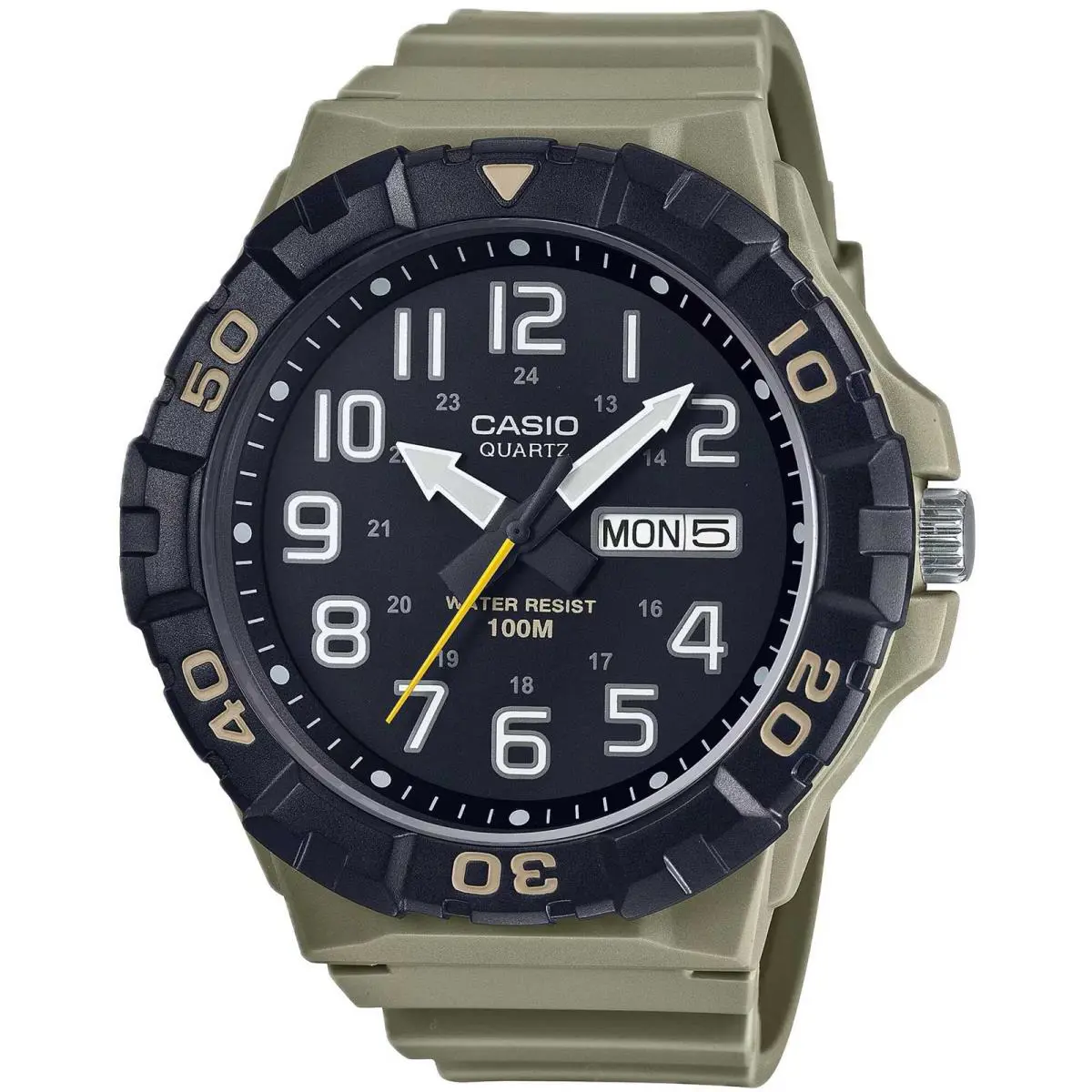 Casio Men`s Watch Quartz Brown Rubber Strap Date and Day Display MRW-210H-5AVCF