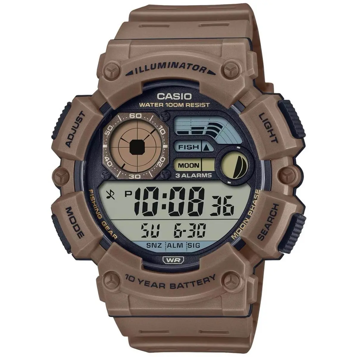 Casio Men`s Watch Dual Time Grey and Black Digital Dial Resin Strap WS-1500H-5AV