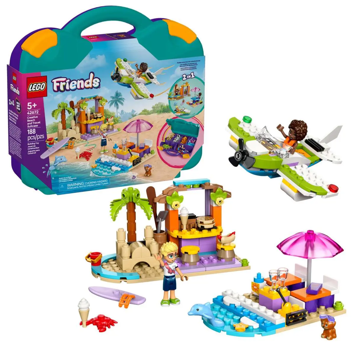 Lego Friends Creative Beach and Travel Suitcase Toy Building Set - Portable