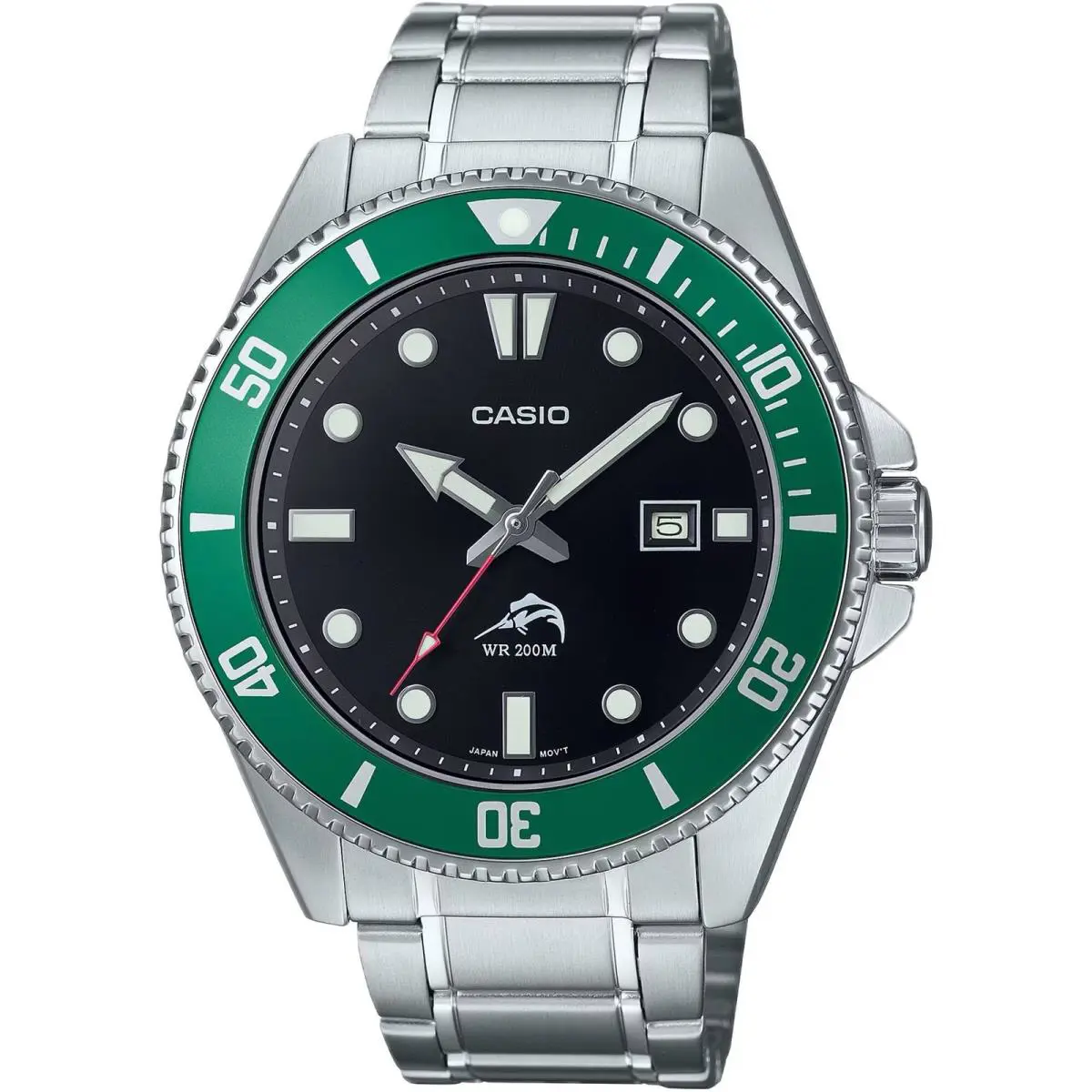 Casio Men`s Watch Rotating Bezel Black Dial Silver Bracelet MDV-106DD-1A3VCF