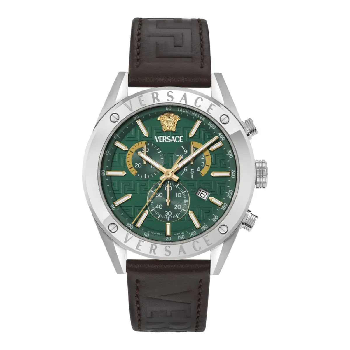 Versace Mens Stainless Steel 44mm Strap Fashion Watch