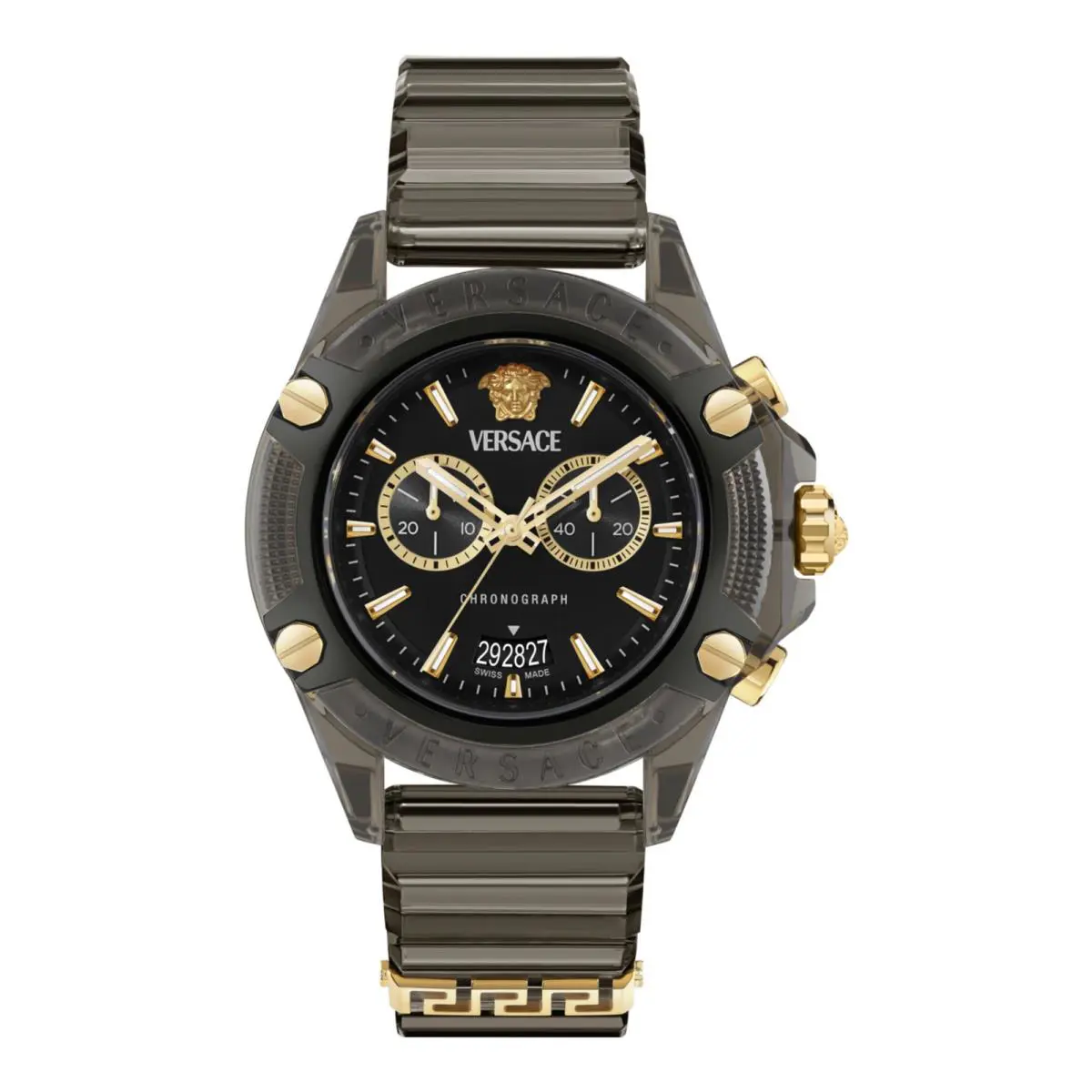 Versace Mens Black 44mm Strap Fashion Watch