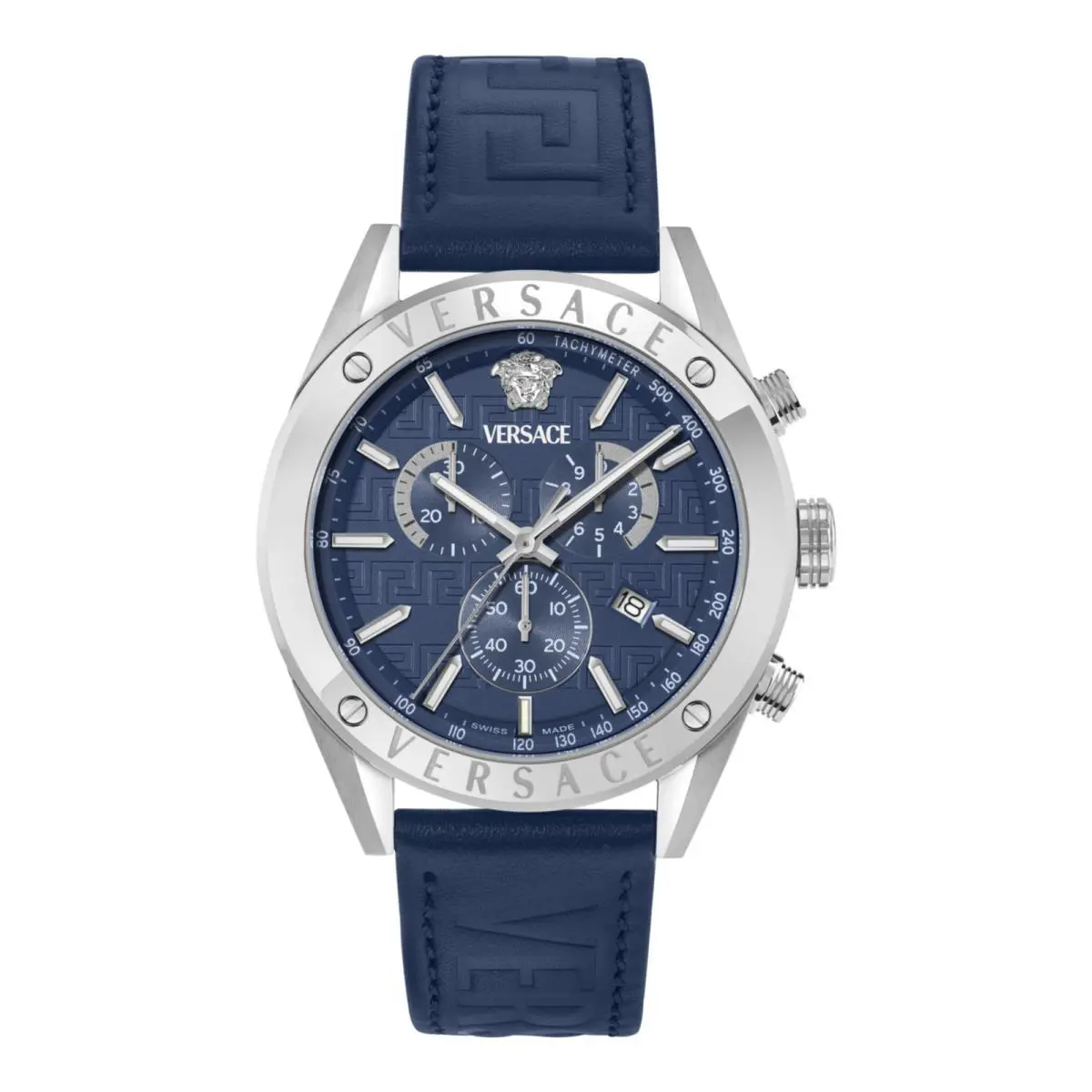 Versace Mens Stainless Steel 44mm Strap Fashion Watch