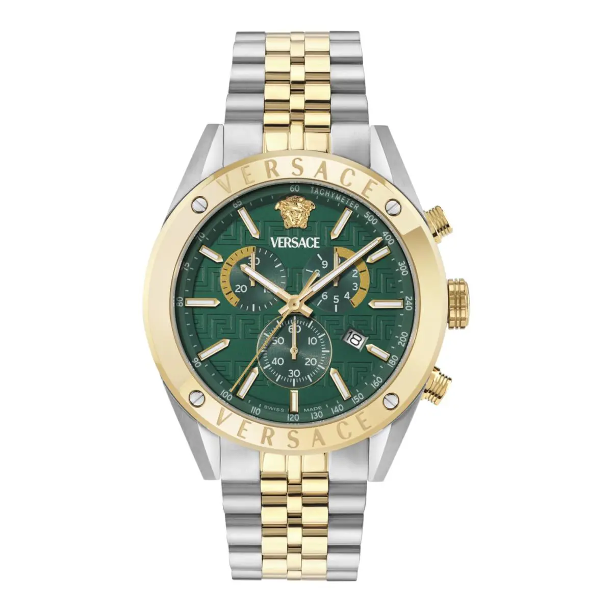 Versace Mens Two Tone 44mm Bracelet Fashion Watch