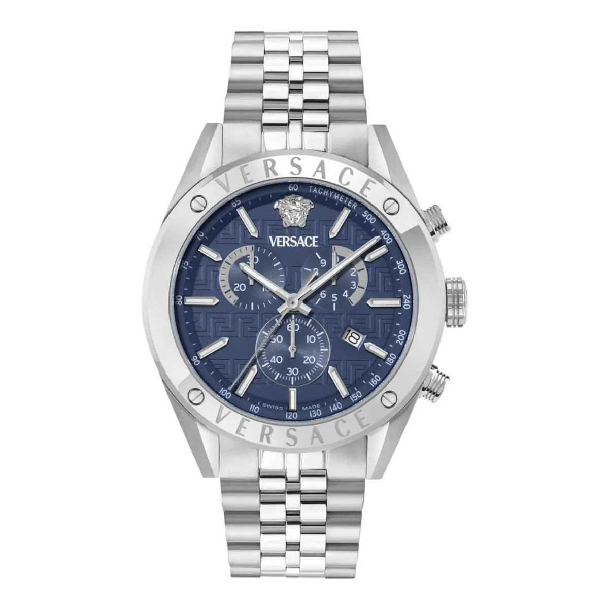 Versace Mens Stainless Steel 44mm Bracelet Fashion Watch