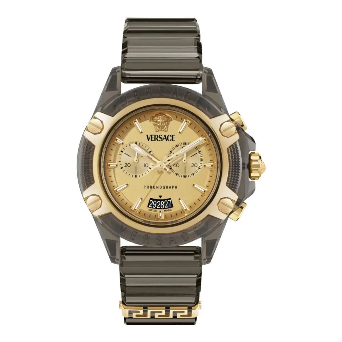 Versace Mens Black 44mm Strap Fashion Watch