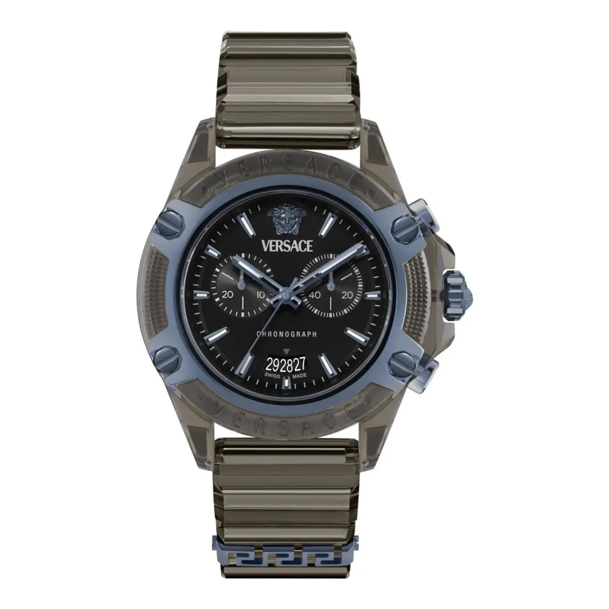 Versace Mens Black 44mm Strap Fashion Watch