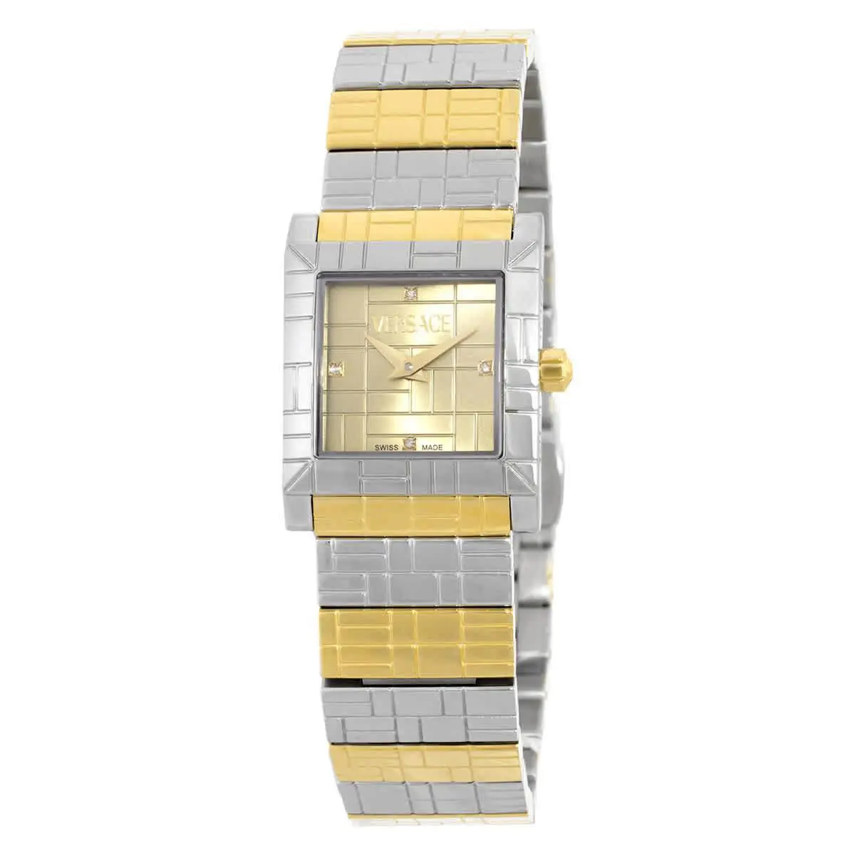 Versace Mosaic Quartz Diamond Gold Dial Ladies Watch VE9B00424