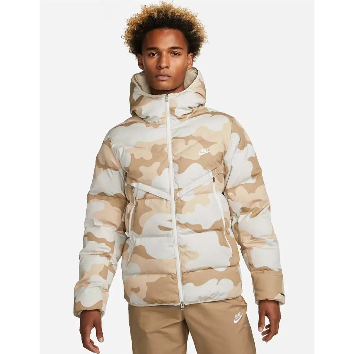 Nike clothing - Nike Sportswear Thermal Hooded Windrunner Jacket - Tan (UPC: 195871969393) 0