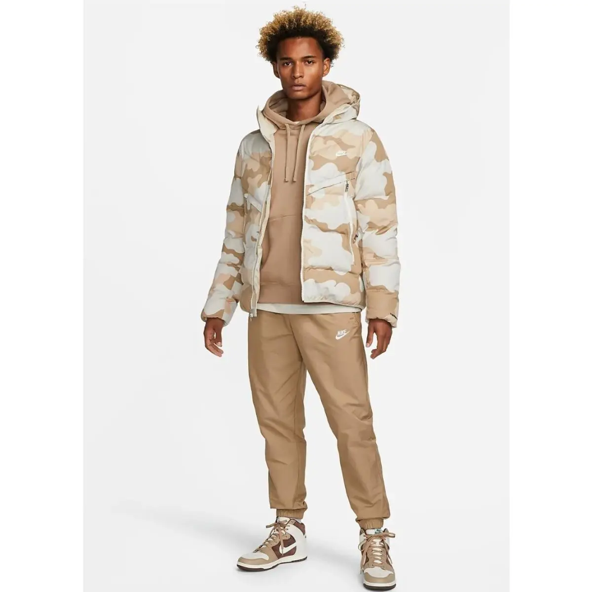 Nike clothing - Nike Sportswear Thermal Hooded Windrunner Jacket - Tan (UPC: 195871969393) 3