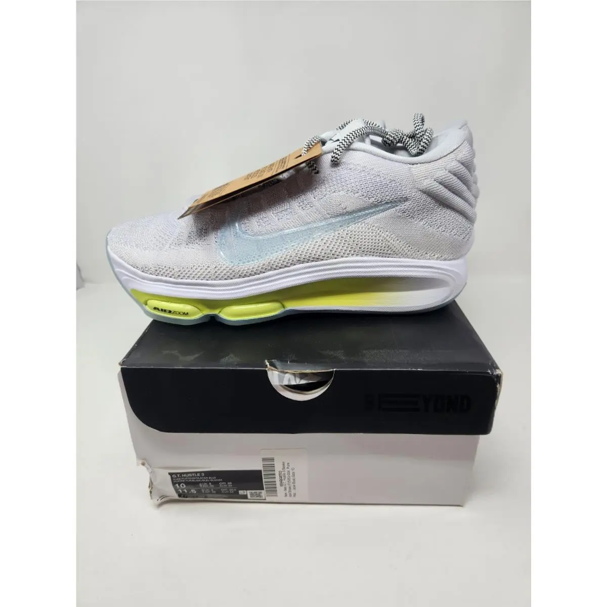 Nike GT Hustle 3 Glacier Blue White Basketball Shoes Men`s 10 FV5953-004 - White