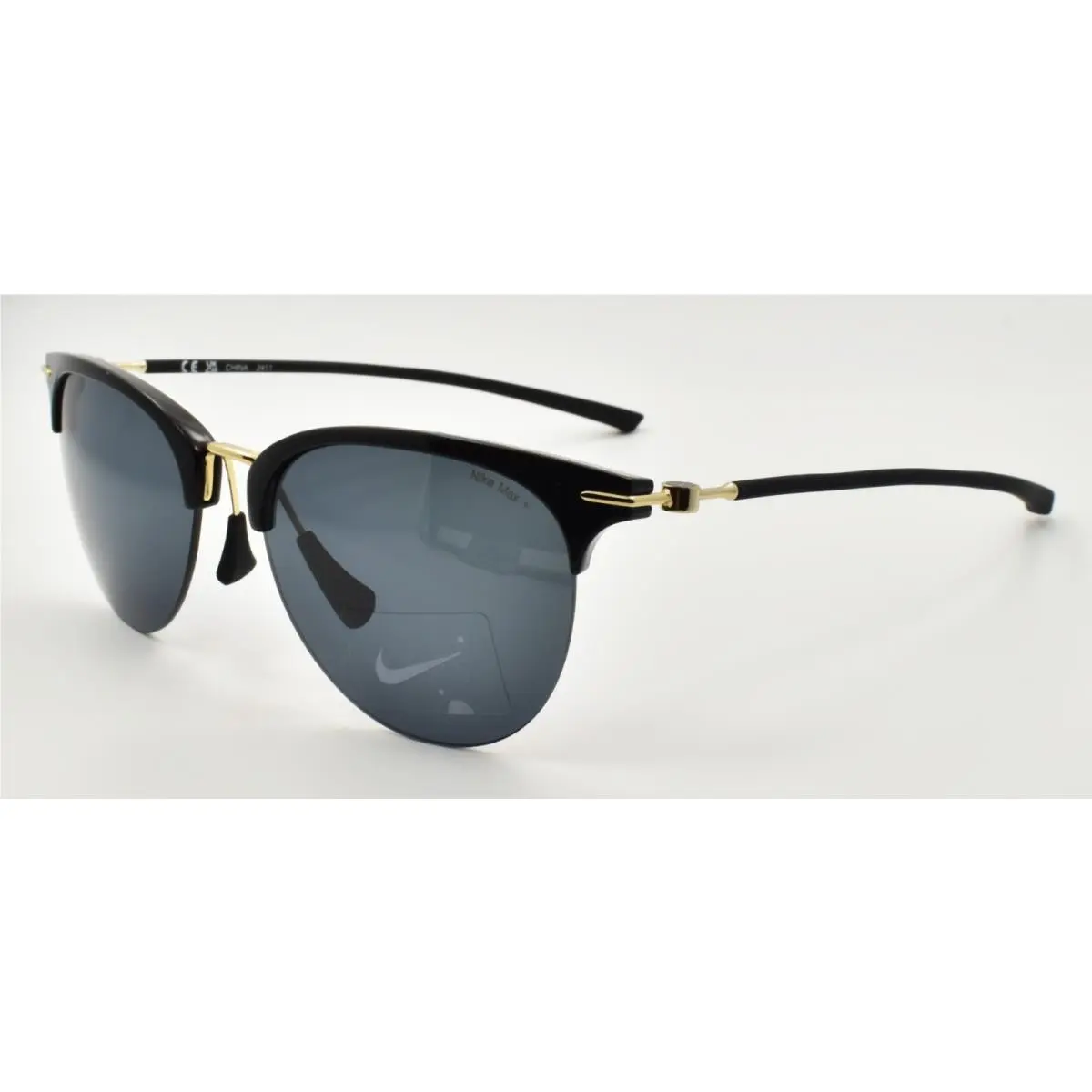 Nike Divot EV24038 010 Women`s Sunglasses Half-rim Black / Gray