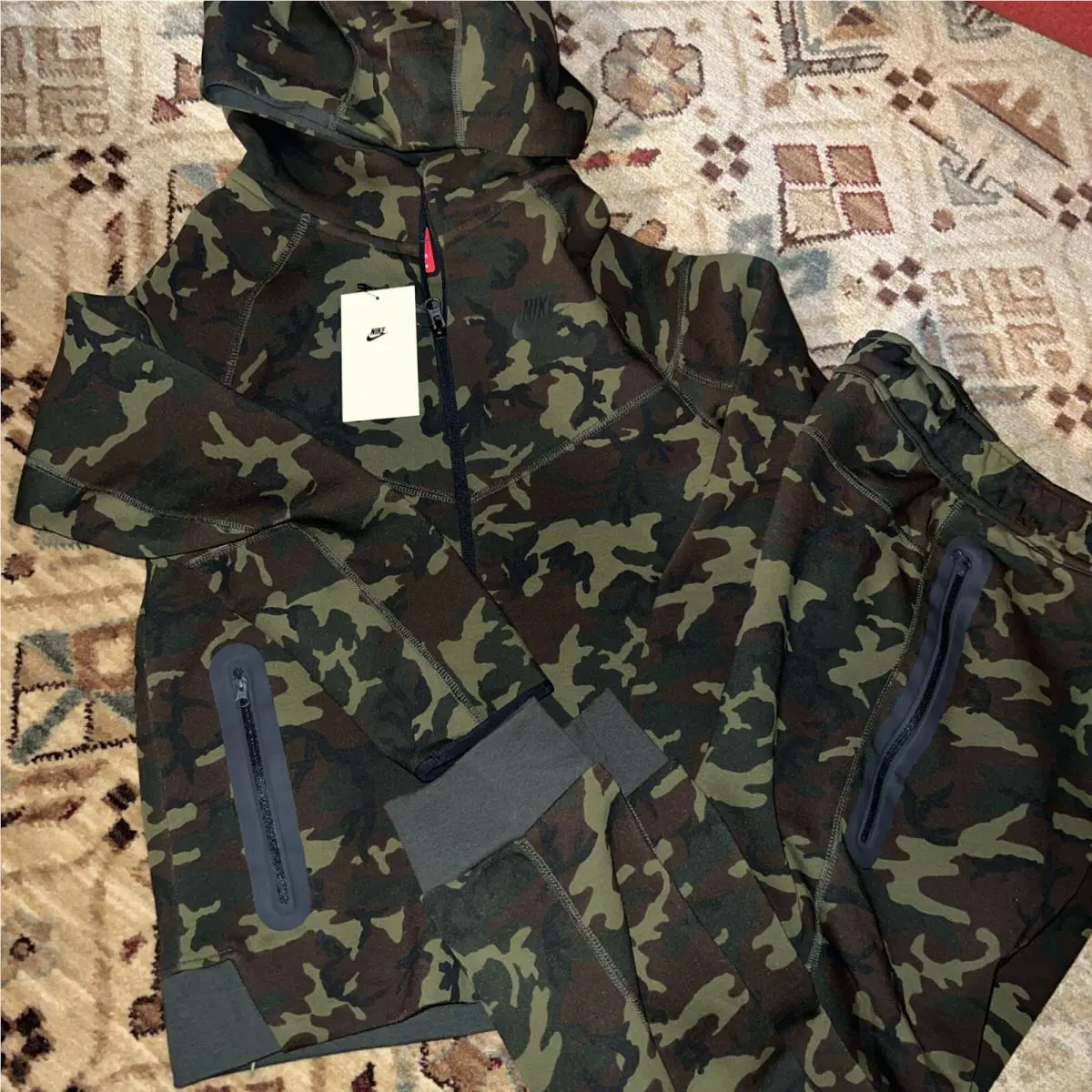 Nike Tech Fleece Boys Youth Camo Full-zip Tracksuit Sz S Slim Fit