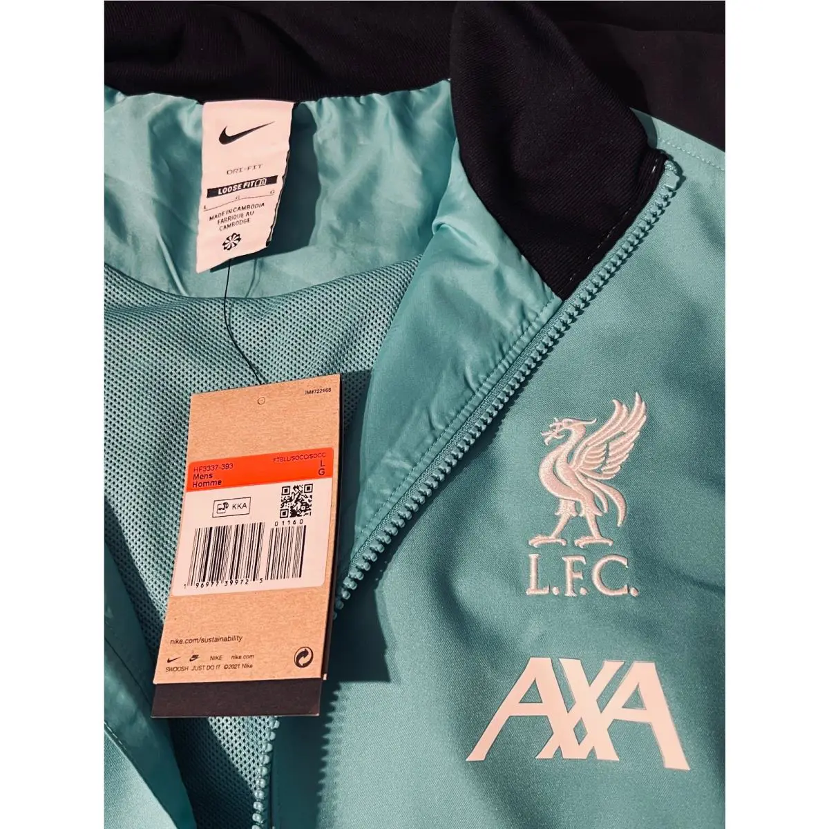 Nike clothing - Nike Liverpool FC Strike Anthem Training Jacket - HF3337 393 - Persian Green & Black & White (UPC: 196977399725) 6