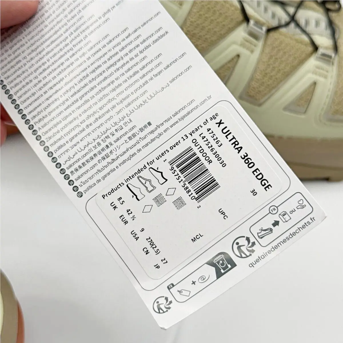 Salomon shoes - salomon x ultra 360 edge - L47526300 - Beige (UPC: 195751588102) 8