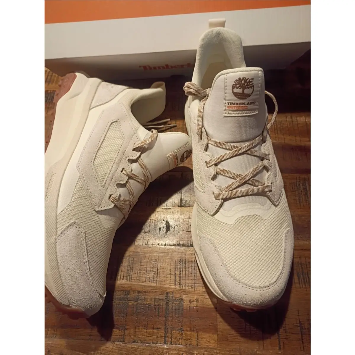 Timberland Mens Motion Ledge Suede/mesh Hiking Shoe Sz 10 Off White