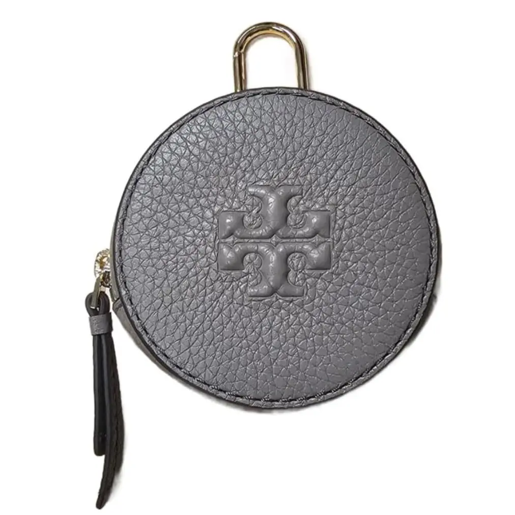 Tory Burch Thea Pebbled Leather w Gold Hardware Women s Coin Pouch Gray Heron