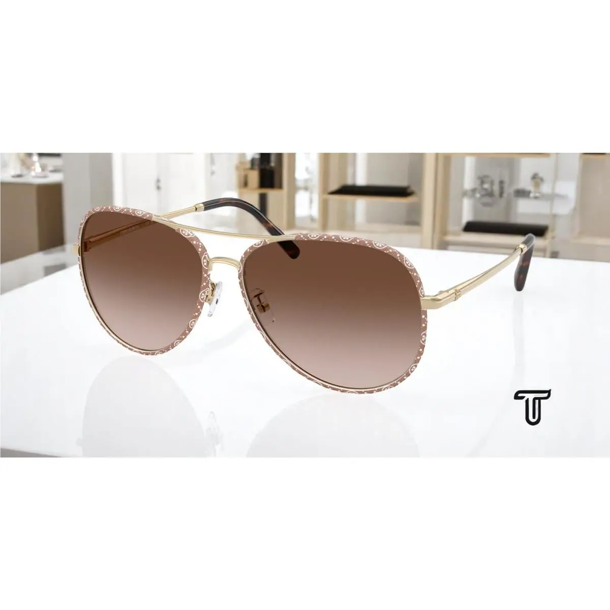 Tory Burch TY6114 336013 Light Gold Brown Gradient 58 mm Women`s Sunglasses