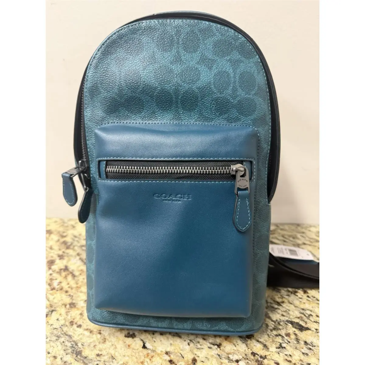Coach Crossbody West Pack In Signature Canvas Leather Aquamarine/ Teal “gv”