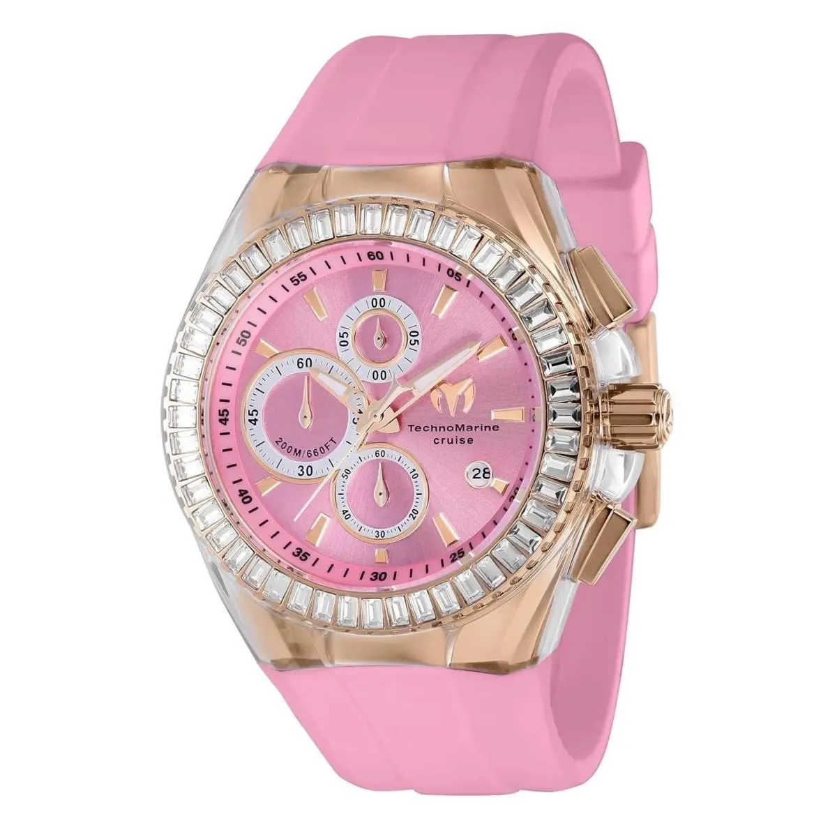 Technomarine Techomarine Men`s TM-121164 Cruise Quartz Chronograph Pink Dial Watch - Dial: Blue, Band: Gun Metal