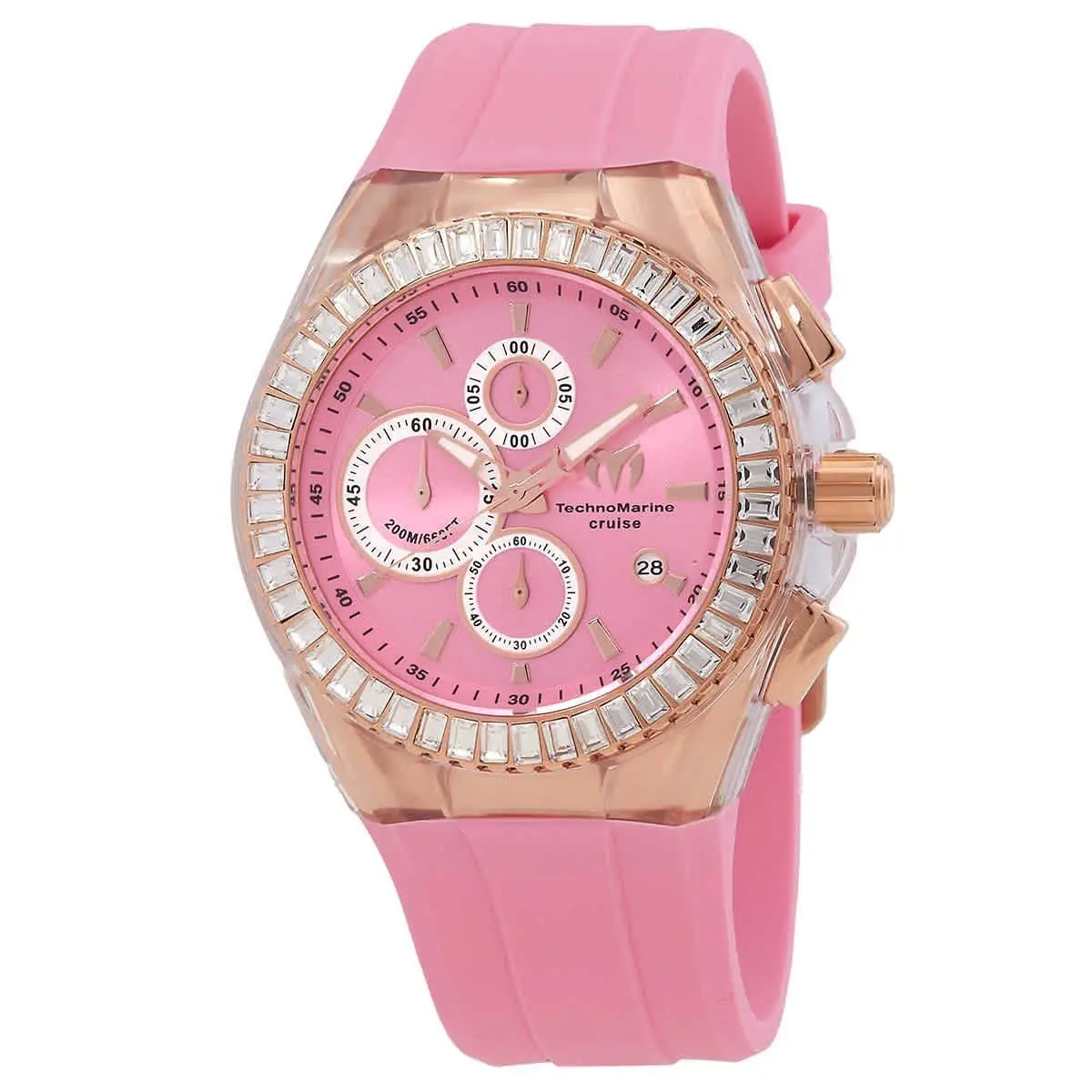 Technomarine Cruise Chronograph Quartz Pink Dial Men`s Watch TM-121164 - Dial: Pink, Band: Pink, Bezel: Rose Gold-tone