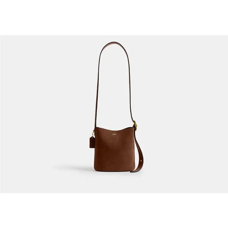 CCW84 Bleecker Suede Leather Bucket 21 Crossbody Bag Clay Brown by Coach