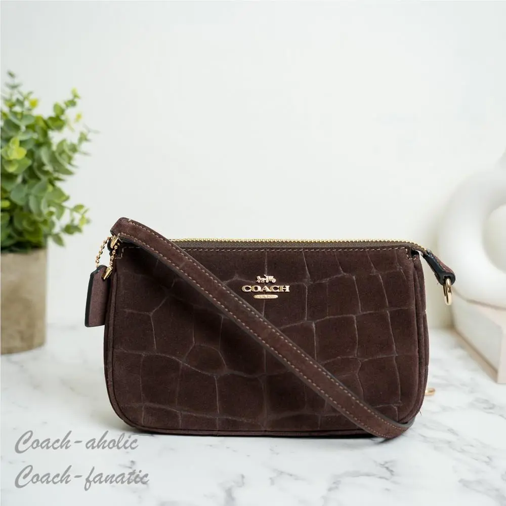 Coach CCF61 Nolita 19 Crocodile-embossed Suede and Smooth Leather Gold/maple