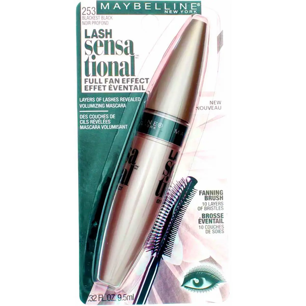 4 Pack  Lash Sensational Washable Mascara Blackest Black 253 by Maybelline