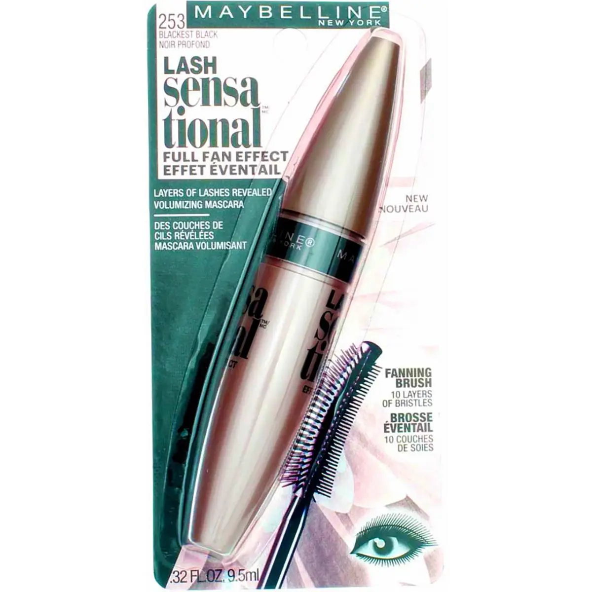 4 Pack  Lash Sensational Washable Mascara Blackest Black 253 by Maybelline