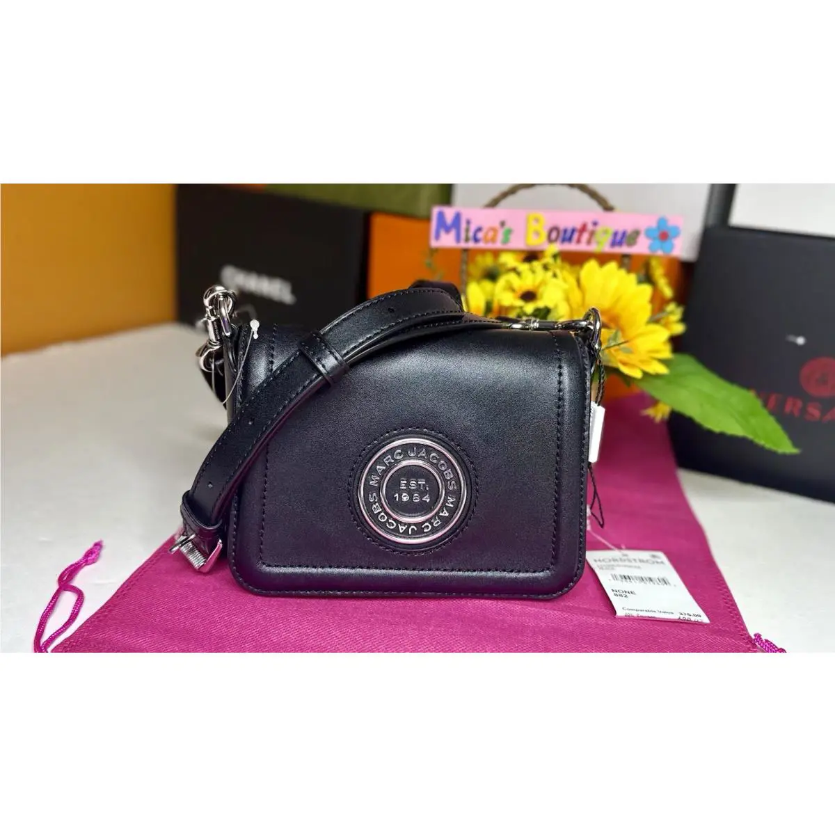 🆕marc Jacobs Insignia Logo Full Flap Leather Crossbody with Silver Accents