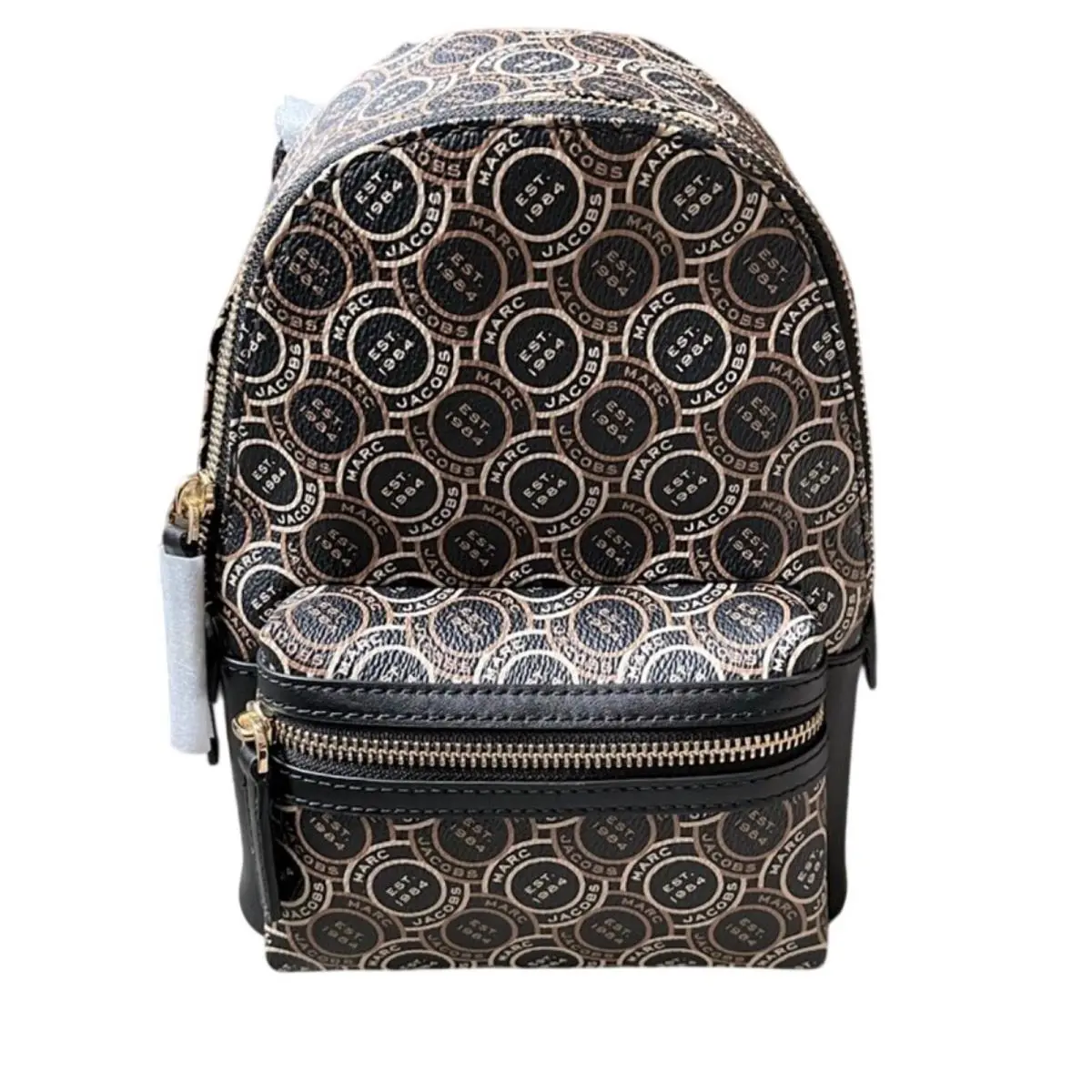 Marc Jacobs Signet Logo Backpack Small Bag Black Monogram Mini