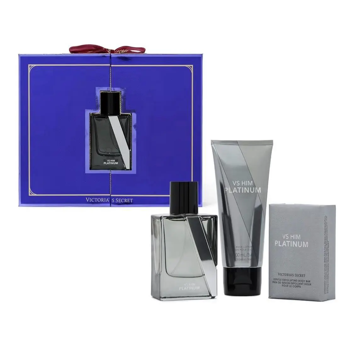 Victoria`s Secret VS Him Mens Cologne Platinum Gift Set Edp Spray 1.7oz Lotion