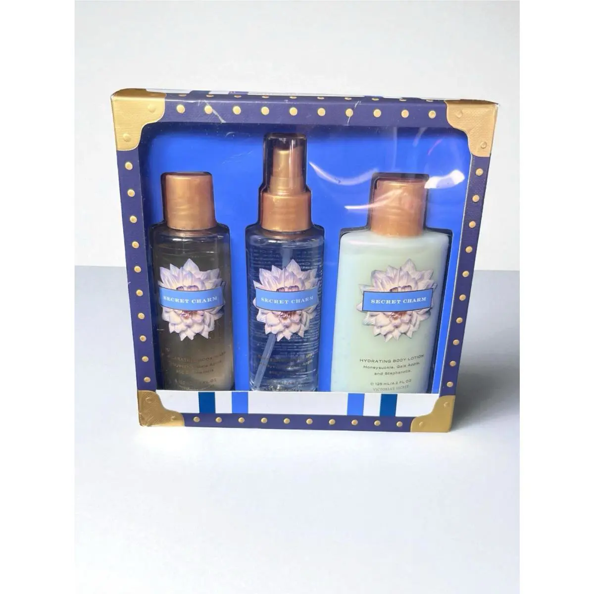 Vtg Nos Victoria`s Secret Charm Rare Gift Set Lotion Refreshing Mist Body Wash