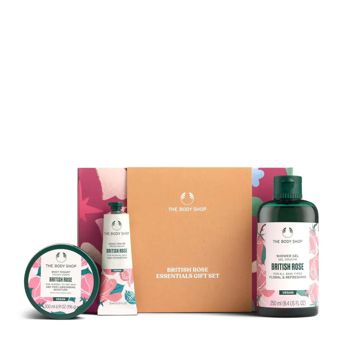 The Body Shop British Rose Essentials Gift Set- 3 Piece Set Includes Body Yogur