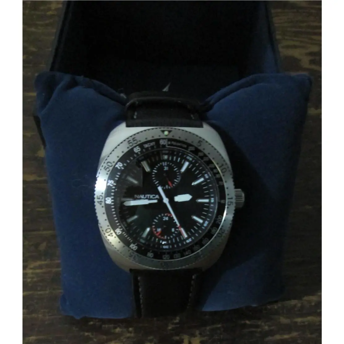 Nautica Chronograph Steel Watch w/ Tags Black Silver N85112