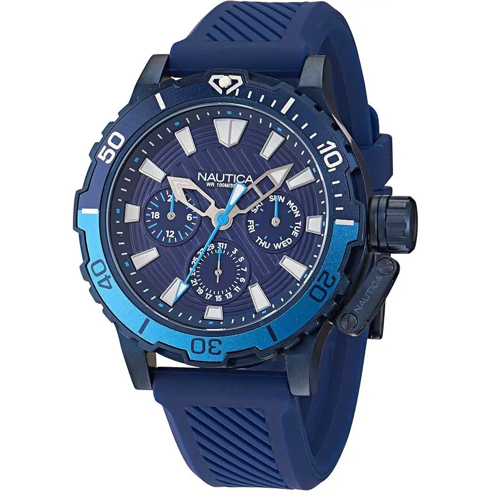 Nautica Glenrock Lagoon Blue Silicone Mens Watch
