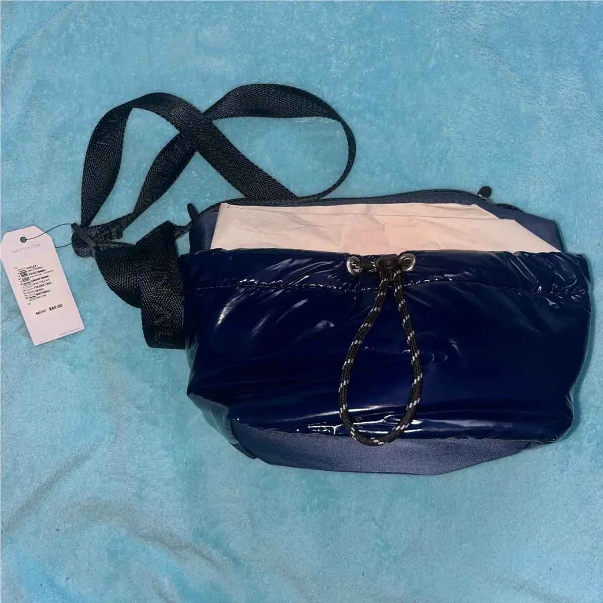 Nautica Blue Puffer Crossbody Bag Purse Adjustable Strap Vtg 90s 2000s Style