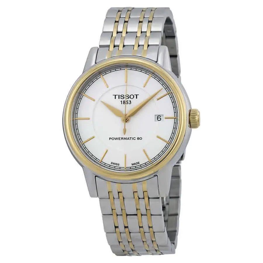 Tissot T-classic Powermatic White Dial Men`s Watch T0854072201100 - Gold / Skeleton / White, Dial: White, Band: Gold, Gray