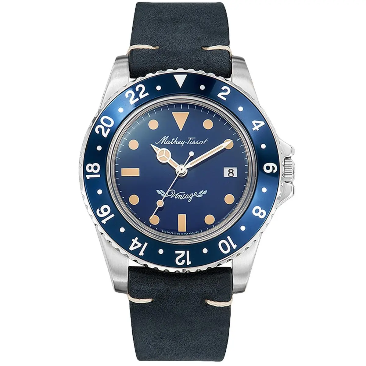 Mathey Tissot Men`s Vintage Blue Dial Watch - H900ALBU - Dial: Blue, Band: Blue