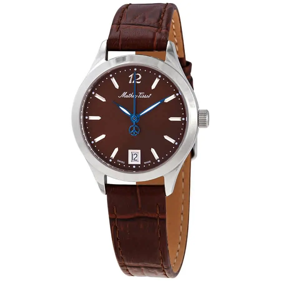 Mathey-tissot Urban Quartz Brown Dial Ladies Watch D411AM - Dial: Brown, Band: Brown, Bezel: Silver-tone