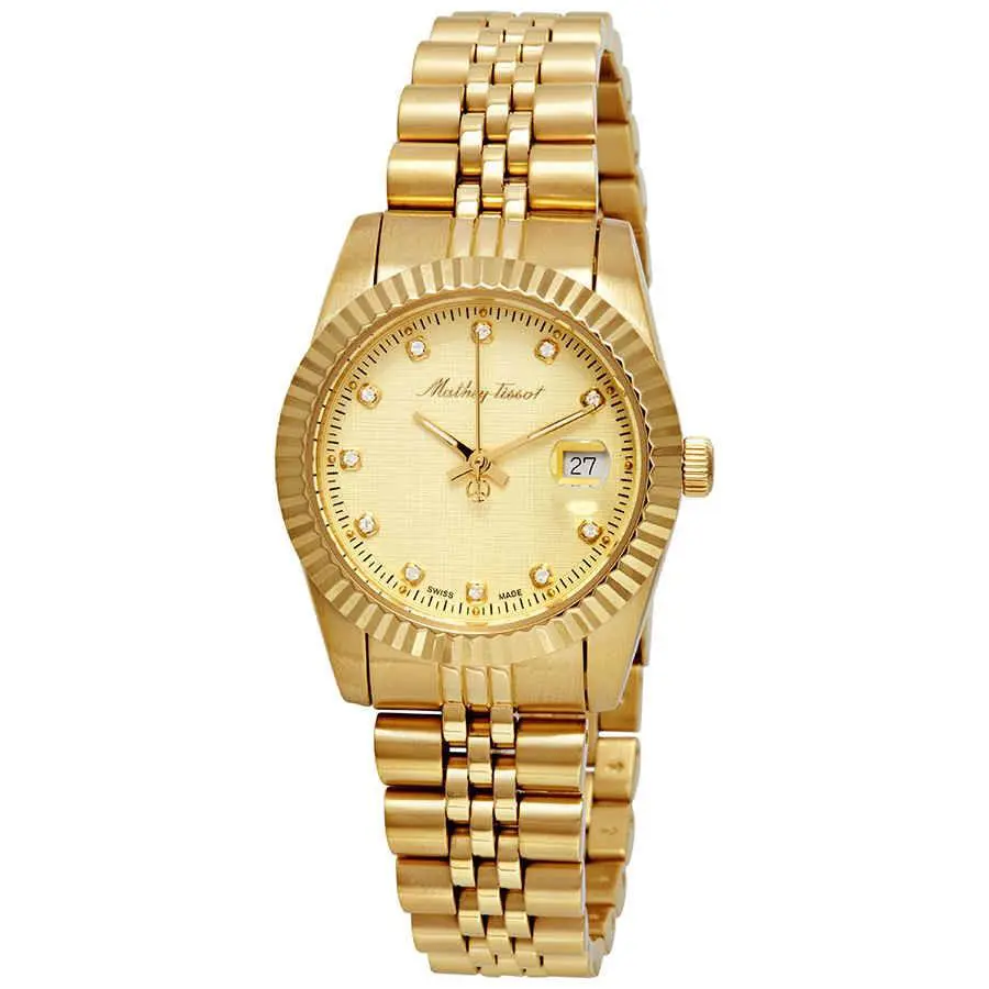 Mathey-tissot Mathey Iii Quartz Crystal Gold Dial Ladies Watch D810PDI