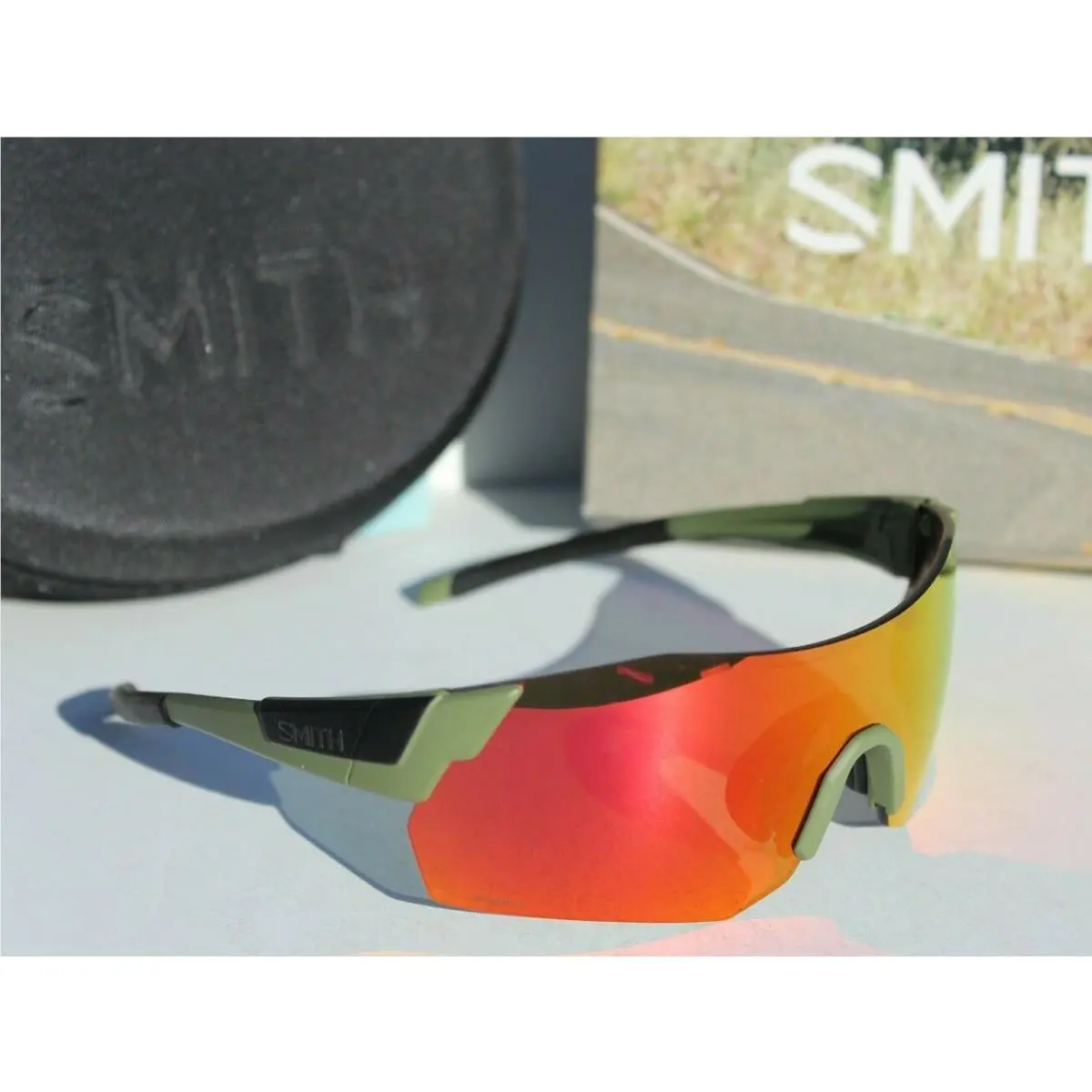 Smith Optics Pivlock Arena Max/n Sunglasses Olive/red Chromapop Interchange