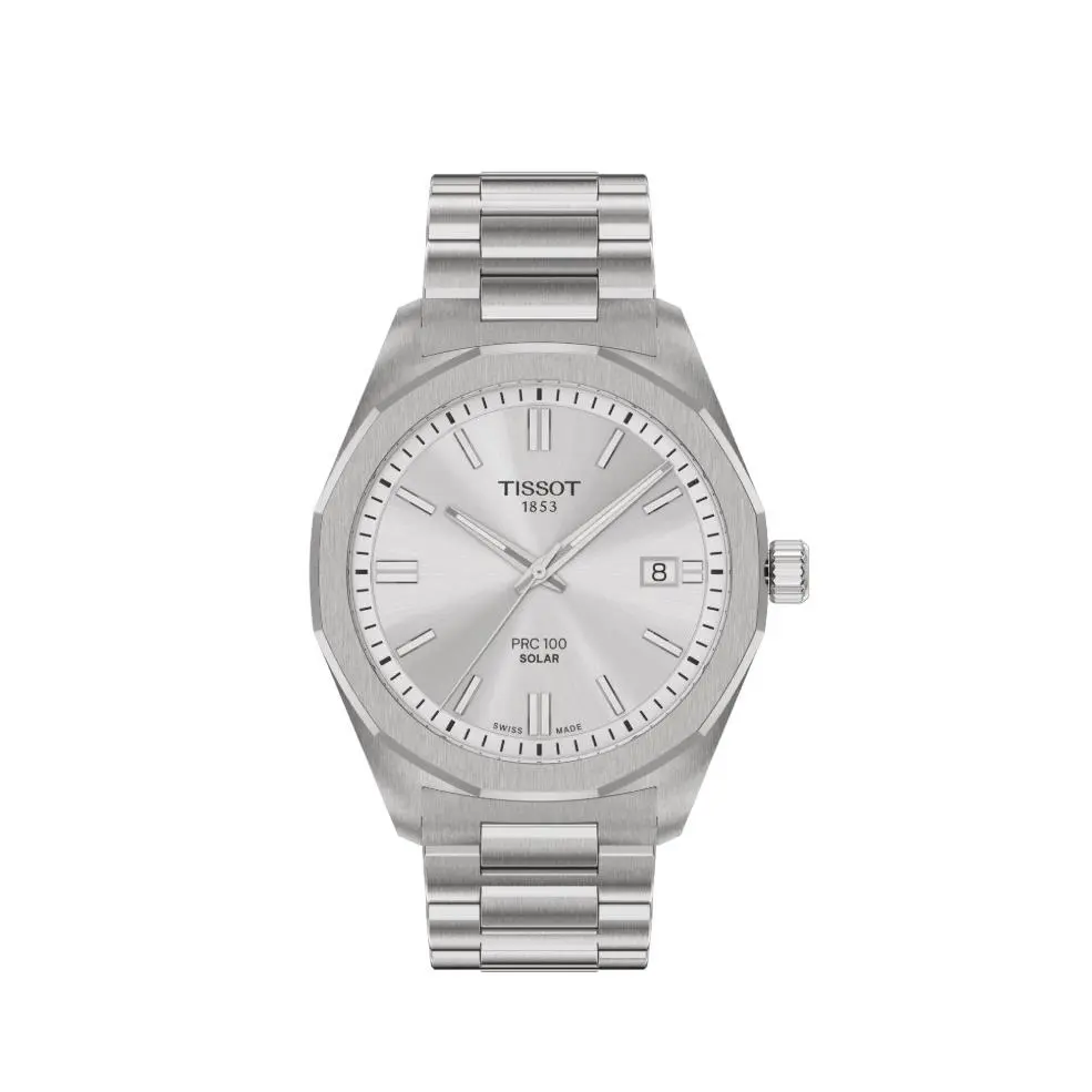 Tissot Prc 100 39 mm Steel Silver Dial Solar Quartz Men`s Watch T1514221103100