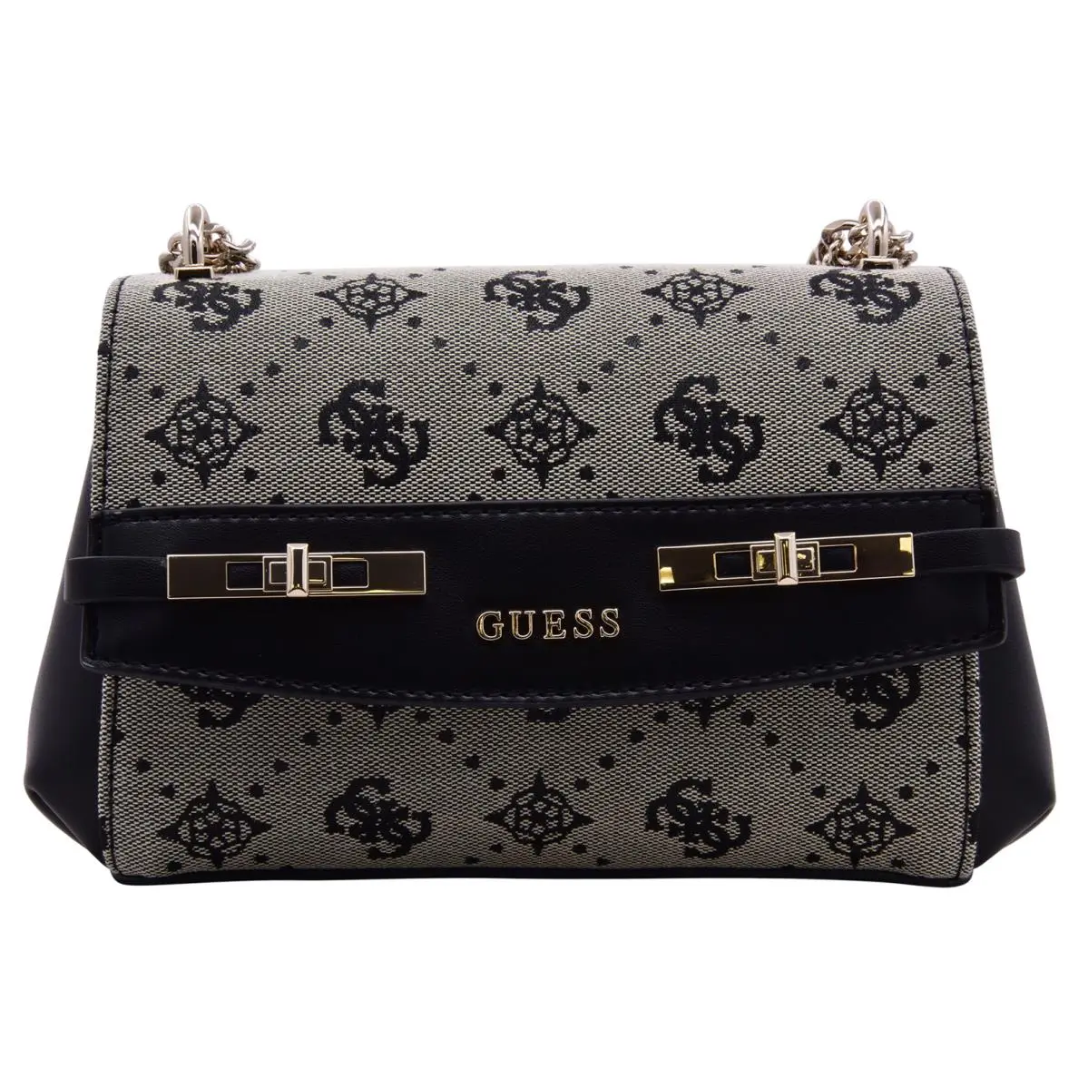 Melinda Mini Women`s Handbag Black Logo by Guess