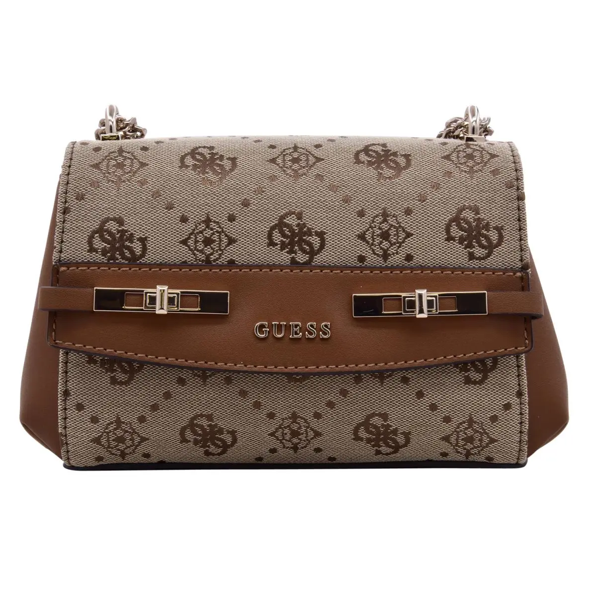 Melinda Mini Women`s Handbag Latte Logo by Guess