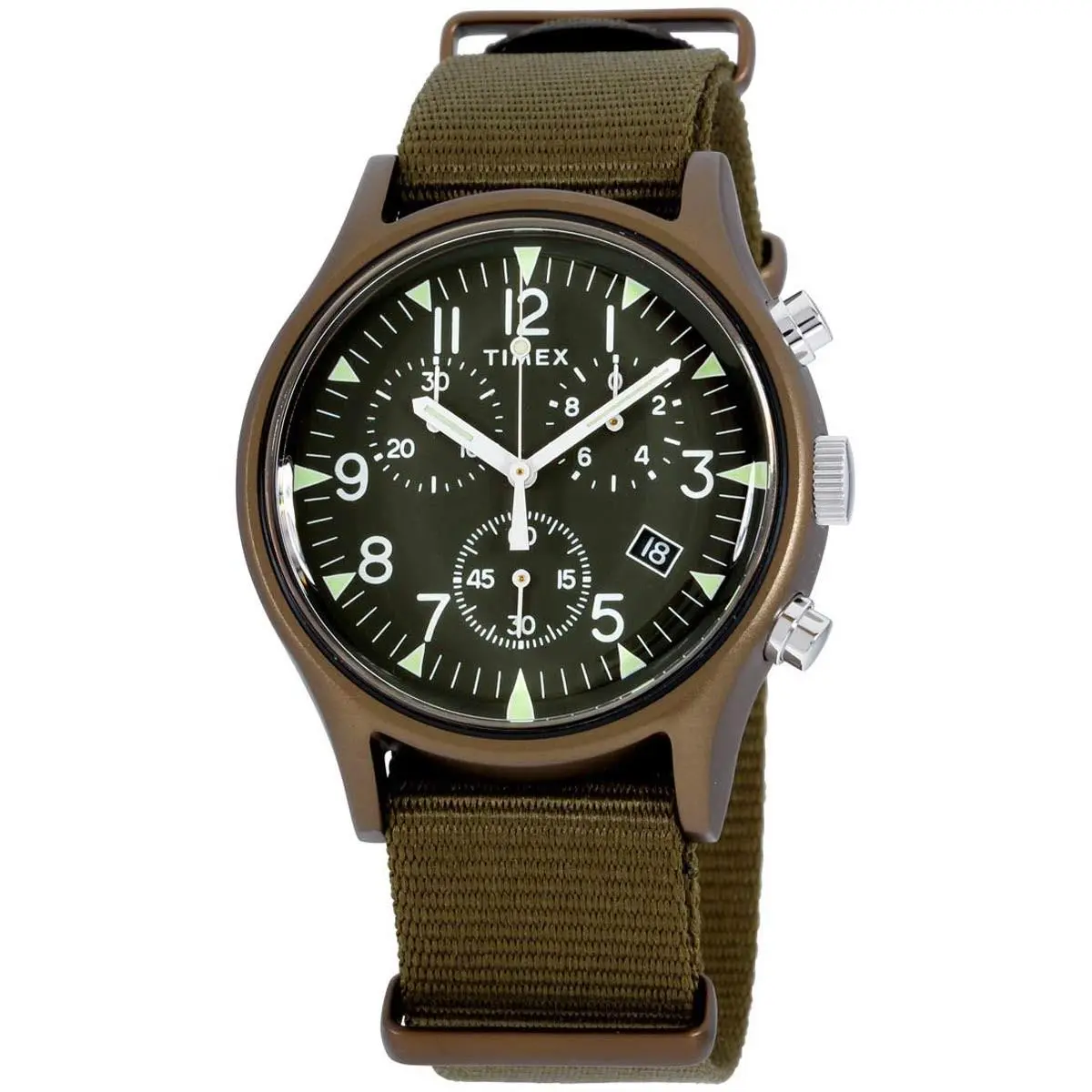 Men`s Watch MK1 Chronograph Green Dial Green Nylon Strap TW2R67800VQ by Timex
