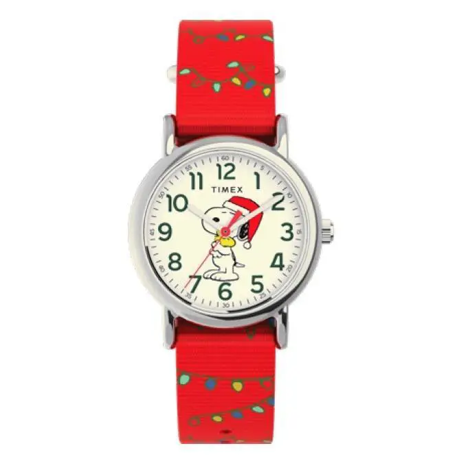 Weekender 31 mm Holiday Peanut-snoopy Speacial Red Nylon Strap TW2Y39500 by Timex