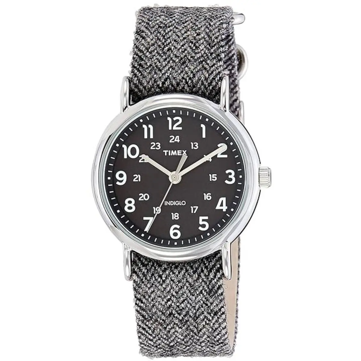 Timex Unisex Watch Weekender Quartz Analog Black Dial Fabric Strap TW2P72000 - Dial: Black, Band: Grey
